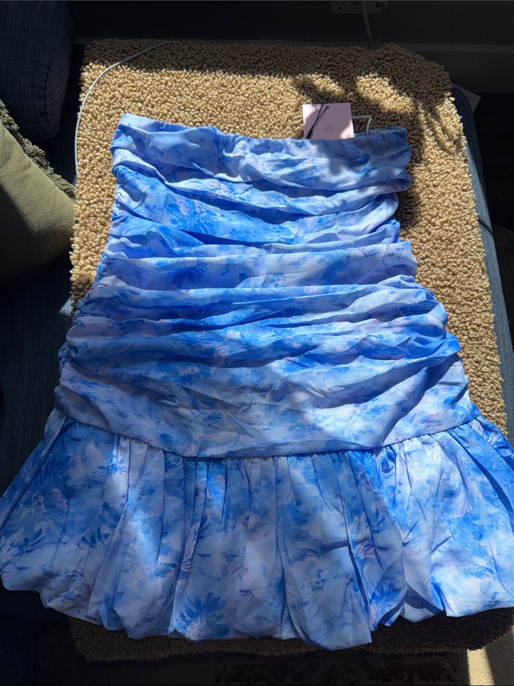 Hello Molly Blue Floral Ruffled women' Dress. Bubble ruffle